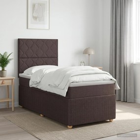 vidaXL Κρεβάτι box spring με στρώμα Σκούρο Καφέ 90 x 200 cm Ύφασμα