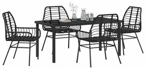 vidaXL Σέτ φαγητού για κήπο 5 pcs Μαύρο συνθετικό ρατάν
