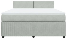 Κρεβάτι Boxspring με Στρώμα Ανοιχτό Γκρι 180x200 εκ. Βελούδινο - Γκρι