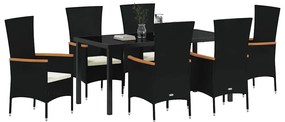 vidaXL Σετ Φαγητού Κήπου με μαξιλάρι 7 pcs Μαύρο 160 x 80 x 73 εκ
