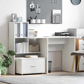 vidaXL Γραφείο με ράφι Λευκό 131.5 x 50 x 106.5 εκ. Επεξεργασμένο ξύλο