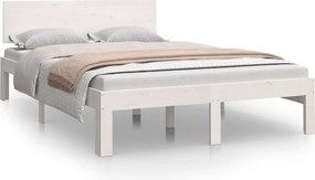 vidaXL Πλαίσιο Κρεβατιού Λευκό 120x190 εκ. Μασίφ Ξύλο Small Double