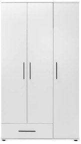 Ντουλάπα ρούχων Dynamic τρίφυλλη με συρτάρι χρώμα λευκό 103x52x187εκ 103x52x187 εκ.