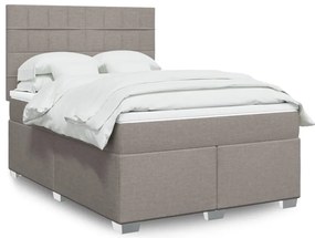 vidaXL Κρεβάτι Boxspring με Στρώμα Taupe 140x190 εκ. Υφασμάτινο
