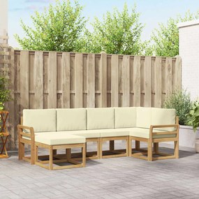 vidaXL Σειρά Καναπέ Εξωτερικού 6 pcs Λευκό και Κρεμ Πολυεστέρας