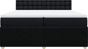 vidaXL Κρεβάτι Boxspring με Στρώμα Μαύρο 200x200 εκ. Υφασμάτινο