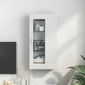 vidaXL Ντουλάπα τοίχου με ράφι Γυαλιστερό λευκό 55 x 29 x 100 εκ