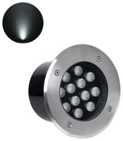 GloboStar UNDERGROUND-TINA 90668 Χωνευτό Φωτιστικό Σποτ Δαπέδου LED 12W 1380lm 30° DC 24V Αδιάβροχο IP65 Φ16 x Υ9cm Φυσικό Λευκό 4500K - Ανοξείδωτο Ατσάλι - 3 Years Warranty - 90668