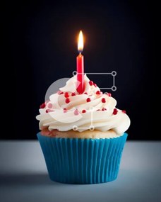 Intra Συλλεκτικό Ξύλινο Παζλ Plywood  4mm - Μπλε cupcake με αναμμένο κερί και ψεκασμοί Σε Ξύλινο Κουτί - Διαστάσεις: 10x10 cm – 25 κομμάτια
