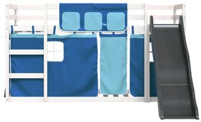vidaXL Κουκέτα με Τσουλήθρα και Κουρτίνες Μπλε 90x200 εκ.