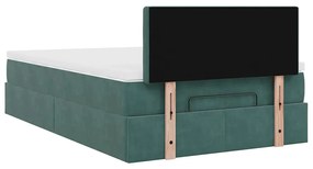 ΟΘΩΜΑΝΙΚΟ ΚΡΕΒΑΤΙ ΜΕ ΣΤΡΩΜΑ &amp; LEDS DARK GREEN 120X190CM VELVET 3312755