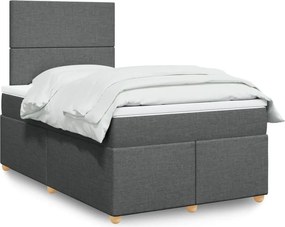 vidaXL Κρεβάτι Boxspring με Στρώμα Σκούρο Γκρι 120x200 εκ. Υφασμάτινο