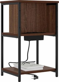 vidaXL Κομοδίνο 2 pcs Καφέ δρυς 38 x 31 x 61 εκ Επεξεργασμένο ξύλο