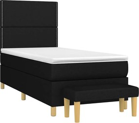 vidaXL Κρεβάτι Boxspring με Στρώμα Μαύρο 90x190 εκ.Υφασμάτινο