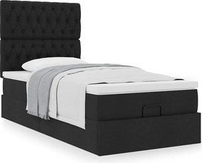 vidaXL Οθωμανικό κρεβάτι με στρώμα Μαύρο 100x200cm Ύφασμα