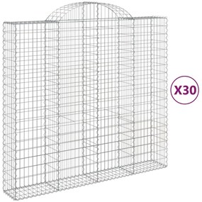 vidaXL Συρματοκιβώτια Τοξωτά 30 τεμ. 200x50x180/200 εκ. Γαλβαν. Ατσάλι