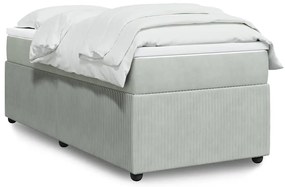 vidaXL Κρεβάτι Boxspring με Στρώμα Ανοιχτό Γκρι 90x190 εκ. Βελούδινο