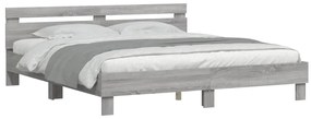 vidaXL Πλαίσιο Κρεβατιού με Κεφαλάρι Γκρι Sonoma 160x200εκ. Επεξ. Ξύλο