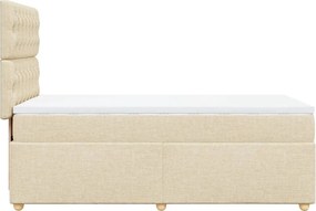 vidaXL Κρεβάτι Boxspring με Στρώμα Κρεμ 90x200 εκ.Υφασμάτινο