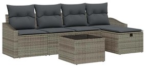 vidaXL Σετ Καναπέ Κήπου 6 pcs Γκρι 55 x 55 x 37 εκ Πολυ ράταν