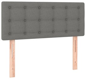 vidaXL Κρεβάτι Boxspring με Στρώμα &amp; LED Σκ.Γκρι 100x200 εκ Υφασμάτινο