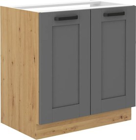 Επιδαπέδιο ντουλάπι νεροχύτη Nelor 80 ZL 2F BB-Γκρι σπέσιαλ - Φυσικό