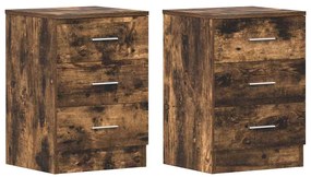 vidaXL Κομοδίνα 2 Τεμ. Καπνιστή Δρυς 38x35x56 εκ. από Επεξεργ. Ξύλο
