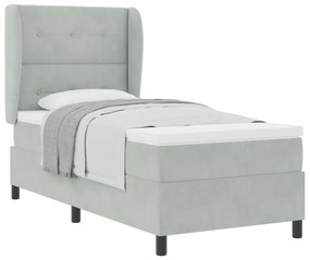 vidaXL Κρεβάτι Box Spring με Στρώμα Ανοιχτό Γκρι 100x200 εκ. Βελούδο