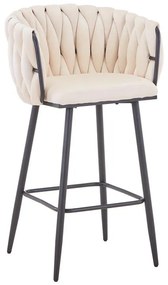 Vivian bar stool beige velvet-leg black metal 57x50x100cm 57x50x100 εκ.