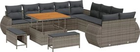 vidaXL Σετ Καναπέ Κήπου 13 pcs Γκρι συνθετικό ρατάν