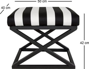 Πουφ Σκαμπό Μαύρο/Λευκό CAPRAZ 40x50x42