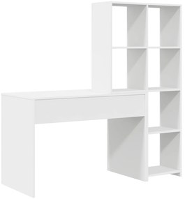 vidaXL Γραφείο με ράφι Λευκό 138.5 x 55 x 143 εκ Επεξεργασμένο ξύλο