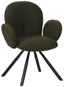 Καρέκλα - Πολυθρόνα Garzele Inart πράσινο μπουκλέ ύφασμα-πόδι μαύρο μέταλλο 68x66x82.5εκ 68x66x82.5 εκ.