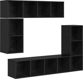 vidaXL Σετ επίπλου τηλεόρασης 4 pcs Μαύρη Οξυά Επεξεργασμένο ξύλο