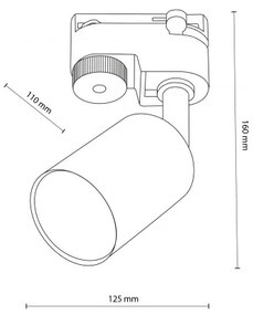 Σποτ Φωτιστικό Μονοφασικής Ράγας GU10 10W IP20 Tracer TK Lighting 5685 Μαύρο