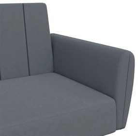 Καναπές Κρεβάτι Διθέσιος με Υποπόδιο Σκούρο Γκρι Βελούδινος - Γκρι