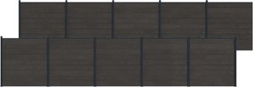 vidaXL Σετ Φράχτη 10 pcs 1737 x 186 εκ. WPC και Αλουμίνιο Μαύρο