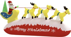 vidaXL Άγιος Βασίλης Έλκηθρο με Ταράνδους Φουσκωτό με LED 145 εκ.