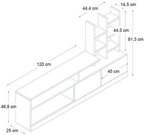 Σύνθεση τηλεόρασης Pesaro Megapap χρώμα λευκό 165x25x91,3εκ.