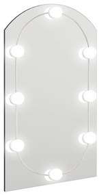 Καθρέφτης με Φώτα LED 70x40 εκ. Γυαλί Οβάλ - Ασήμι
