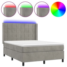 ΚΡΕΒΑΤΙ BOXSPRING ΜΕ ΣΤΡΩΜΑ &amp; LED ΑΝ.ΓΚΡΙ 140X200 ΕΚ. ΒΕΛΟΥΔΙΝΟ 3139565