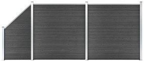 Σετ Πάνελ Περίφραξης Μαύρο 446 x (105-186) εκ. από WPC - Μαύρο