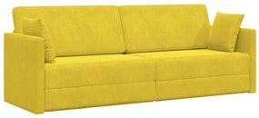 vidaXL Καναπές Κρεβάτι 2 σε 1 Κίτρινος 213x144x60 εκ. Βελούδο