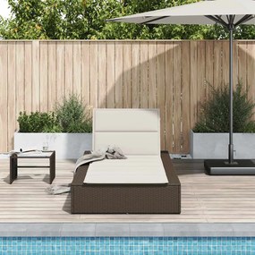 vidaXL Ξαπλώστρα με πλωτό μαξιλάρι Brown Poly Rattan