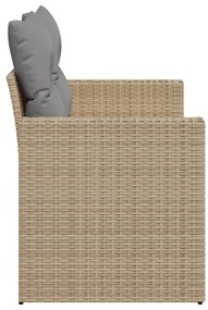 vidaXL Καναπές Κήπου Διθέσιος Μπεζ από Συνθετικό Ρατάν με Μαξιλάρια