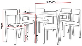 Σετ τραπεζαρίας Victorville 350, 75x90x160cm, Αριθμός θέσεων: 6, Γωνιακό, Ξύλο: Οξιά | Epipla1.gr