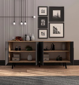 Κονσόλα Sapphire Δρυς / Ανθρακί FLEFLER 180x45x80
