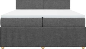 vidaXL Κρεβάτι Boxspring με Στρώμα Σκούρο Γκρι 200x200 εκ. Υφασμάτινο