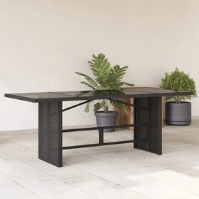 Τραπέζι Κήπου με Γυάλινη Επιφάνεια Μαύρο 190x80x74 εκ. Ρατάν