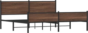 vidaXL Σκελετός Κρεβ. Χωρίς Στρώμα Καφέ Δρυς 193x203 εκ. Μεταλλικό